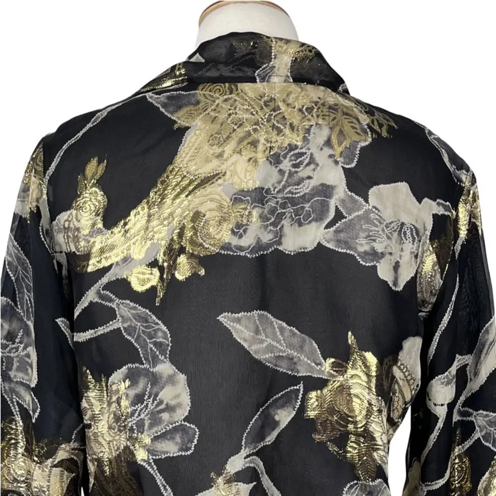 Chico's Silk Goldie Floral Tropez Jacket Size 0 - Picture 6 of 8
